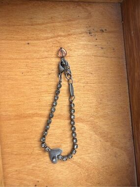 Sabika Smoky Crystal Heart Bracelet Antique Silver Adjustable